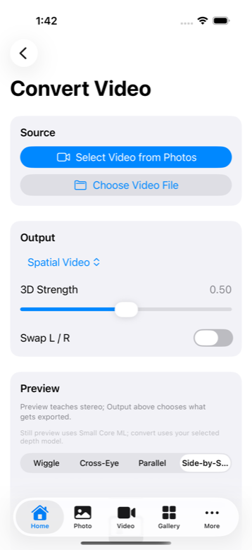 Convert a video to Spatial Video